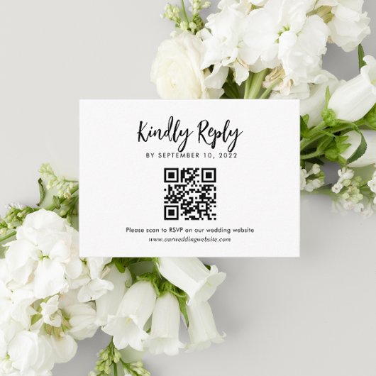 BUDGET Script Hart Monogram Bruiloft QR Code RSVP Informatiekaartje