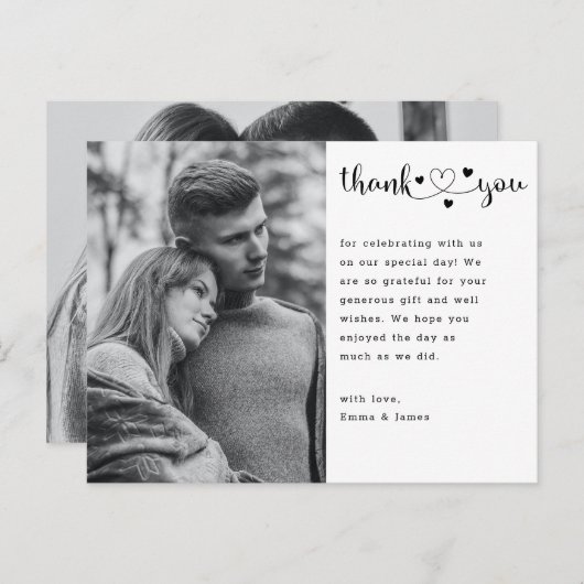 Budget Script Heart Photo Weddenschap Hartelijk da Briefkaart (Voorkant / Achterkant)