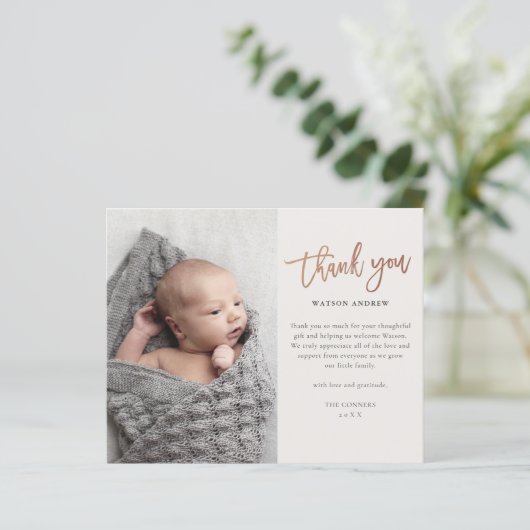 Budget Script Photo Carte de remerciements bébé (Debout devant)