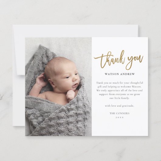 Budget Script Photo Carte de remerciements bébé (Devant)