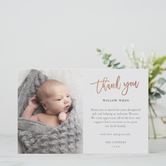 Budget Script Photo Carte de remerciements bébé (Debout devant)
