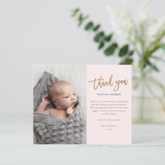 Budget Script Photo Carte de remerciements bébé (Debout devant)