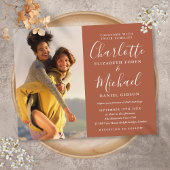 Budget Script Photo Terracotta Wedding Invitation
