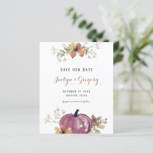 Budget Script Pumpkin Herfst De datum opslaan (Staand voorkant)