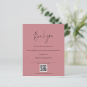 Budget Script QR Code Weddenschap Foto Roze Bedank (Staand voorkant)