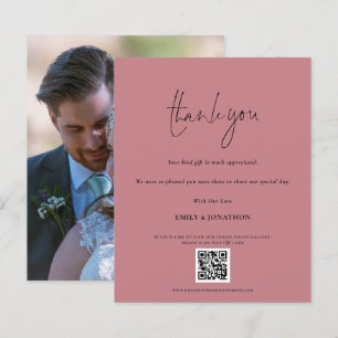 Budget Script QR Code Weddenschap Foto Roze Bedank