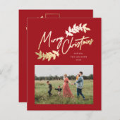 Budget Script Red Gold 2-Kaart voor kerstmis foto' (Voorkant / Achterkant)