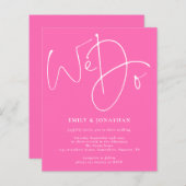Budget Script We Do Hot Pink bruiloft uitnodiging (Voorkant / Achterkant)