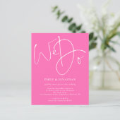 Budget Script We Do Hot Pink bruiloft uitnodiging (Staand voorkant)
