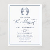 Budget Seahorse Beach Wedding Navy Blue Uitnodigin Flyer (Voorkant)