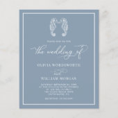 Budget Seahorse Dusty Blue Beach Wedding Invite Flyer (Voorkant)
