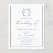Budget Seahorse Wedding Invite Dusty Blue Flyer (Voorkant)
