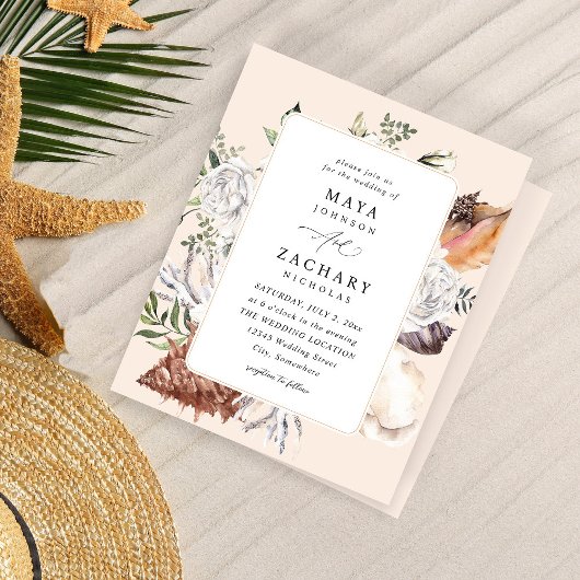 Budget Seashells & White Floral Wedding - Beige