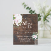 BUDGET Sfeervol Roze Magnolia Chic Trouw Uitnodigi (Staand voorkant)