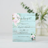 BUDGET Shabby Pink Magnolia Chic Wedding Invite (Staand voorkant)