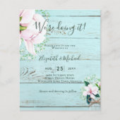 BUDGET Shabby Pink Magnolia Chic Wedding Invite (Voorkant)