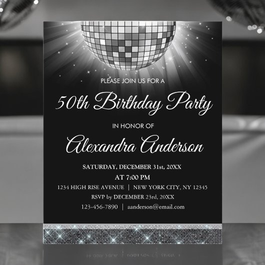 Budget Silver 50th Birthday Silver Disco Ball