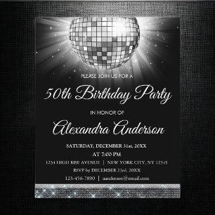 Budget Silver 50th Birthday Silver Disco Ball Flyer