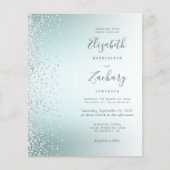 Budget Silver Confetti Aqua Ombre Wedding Invite (Voorkant)
