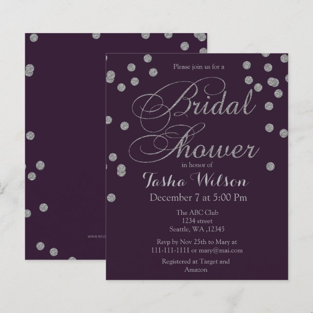 Budget Silver Confetti Bridal Shower (Voorkant / Achterkant)