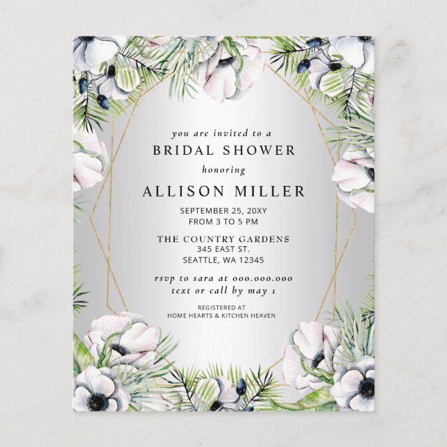Budget Silver Floral Bridal Shower (Voorkant)