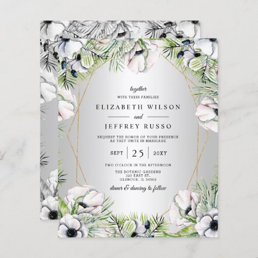 Budget Silver Floral Geometric Wedding (Voorkant / Achterkant)