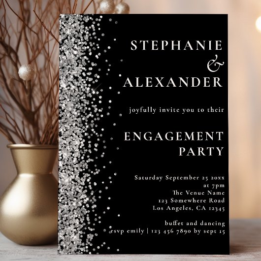 Budget Silver Glitter Engagement Party - Zwarte Ui