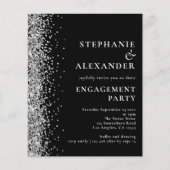 Budget Silver Glitter Engagement Party - Zwarte Ui (Voorkant)