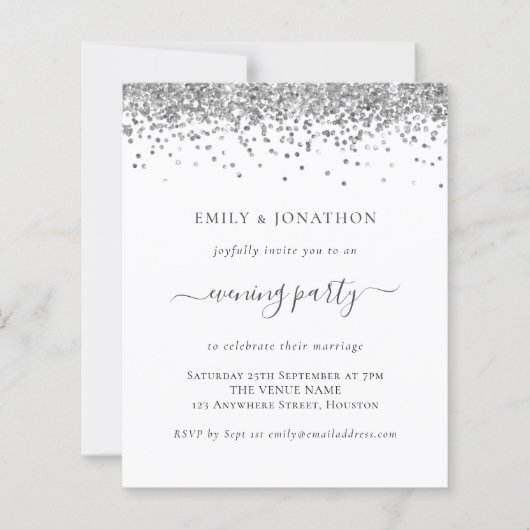 Budget Silver Glitter Evening Weddenschap (Voorkant)