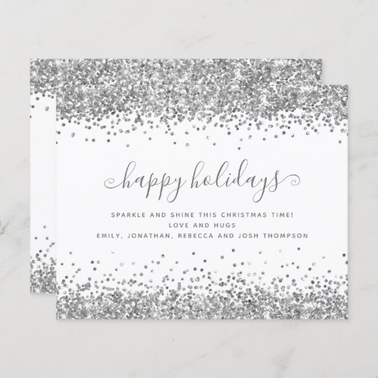 Budget Silver Glitter-grenzen Prettige feestdagen  (Voorkant / Achterkant)