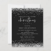 Budget Silver Glitter-kerstfeest - Zwarte uitnodig (Voorkant)