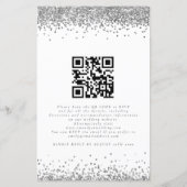 Budget Silver Glitter QR Code Weddenschap Uitnodig (Achterkant)