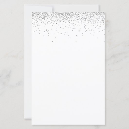 Budget Silver Glitter Script Weddenschappen Uitnod (Achterkant)