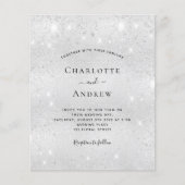 Budget Silver Glitter trouwuitnodiging RSVP (Voorkant)