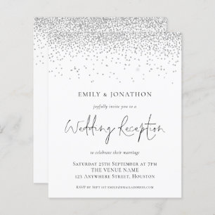 Budget Silver Glitter Weddenschap Uitnodiging