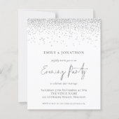 Budget Silver Glitter Wedding Evening Party nodigt (Voorkant)