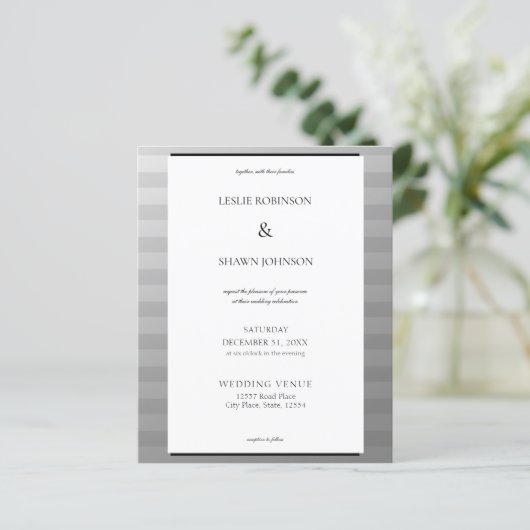 Budget Silver & Grey Stripes Wedding (Staand voorkant)