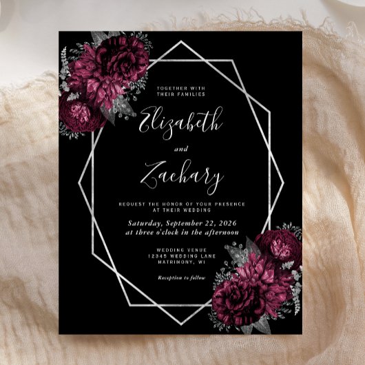 Budget Silver Lijst Burgundy Floral Black Wedding