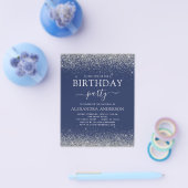 Budget Silver Navy Blue Elke zondag Glitter Flyer (Enkel)