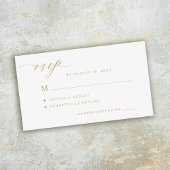 Budget simpel minimalistisch gouden script bruilof notitiekaartje