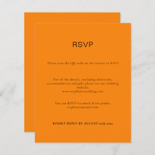 Budget Simple Autumn Oranje QR Code RSVP Card