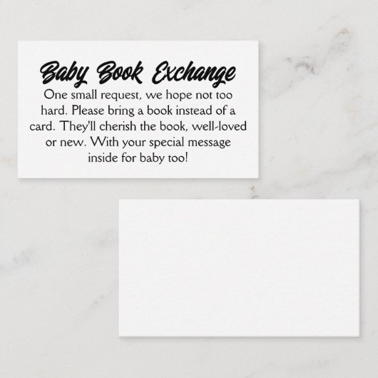 Budget Simple Baby Book Exchange Informatiekaartje (Voorkant / Achterkant)