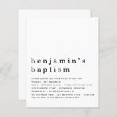 Budget Simple Black White Baptism Invitation (Voorkant / Achterkant)