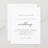Budget Simple Black White Script Wedding Invite (Voorkant / Achterkant)