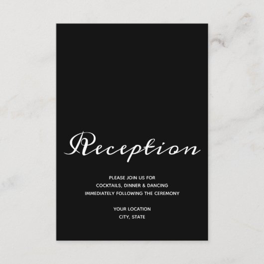 Budget Simple Black White Weduwen Reception Informatiekaartje (Voorkant)