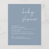 Budget Simple Blue Moderne Baby shower Invitation (Voorkant)
