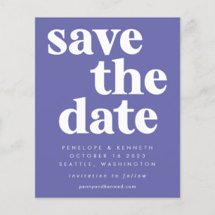 Budget Simple Bold Paars Save the Date Kaart