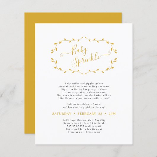 Budget Simple Botanical Baby Sprinkle PAPER (Voorkant / Achterkant)