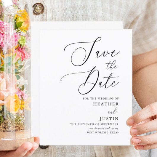 Budget Simple Calligraphy Weddenschap Save the Dat