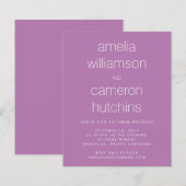 Budget Simple Chic Paars Wedding Invite (Voorkant / Achterkant)